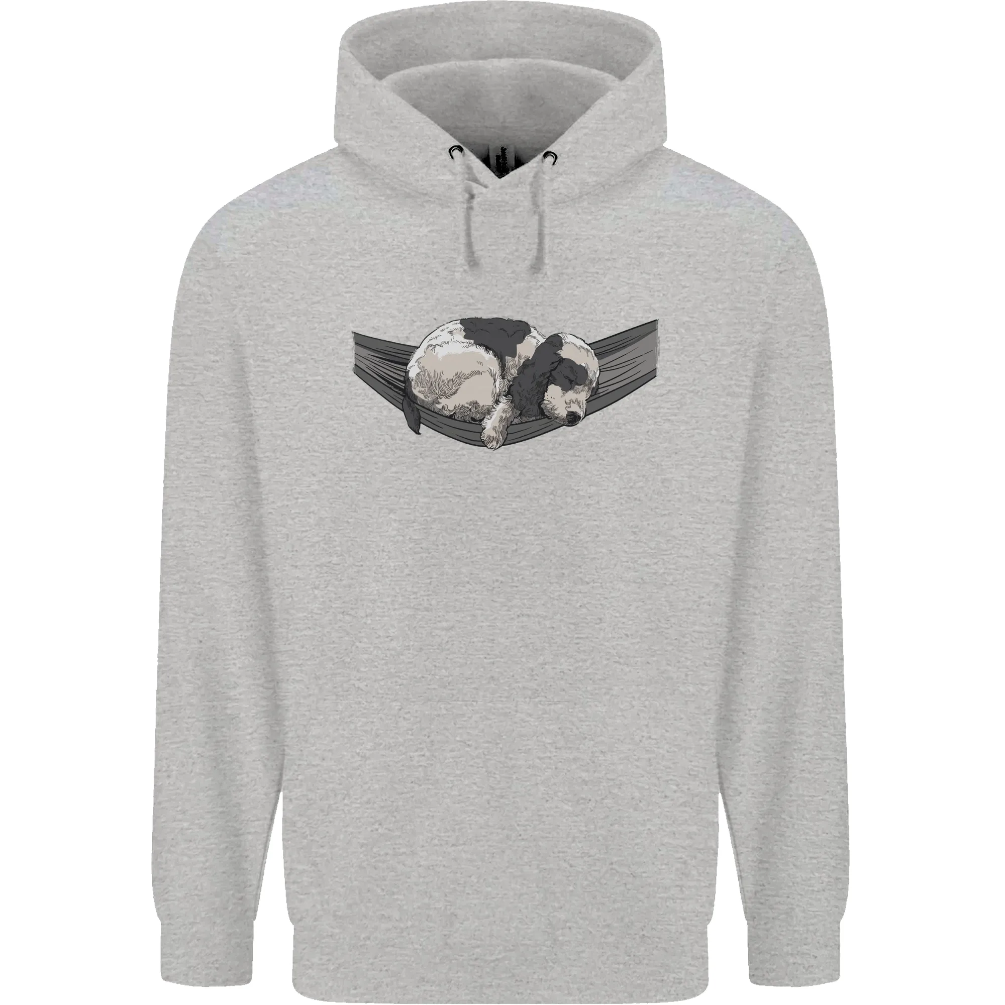 Cocker Spaniel on a Hammock Dog Mens 80% Cotton Hoodie