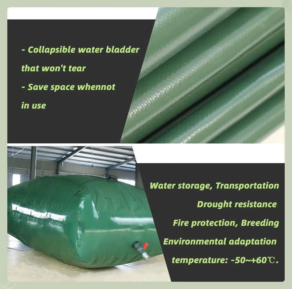 Collapsible Portable Water Tank - 400L/4000L Heavy-Duty PVC Bladder for Emergency Water Storage(6000 L/1585 gallon/3x2x1 m)