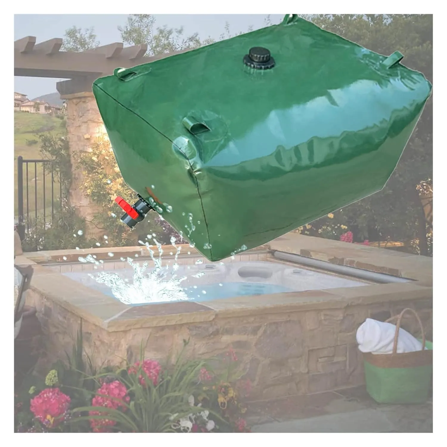 Collapsible Portable Water Tank - 400L/4000L Heavy-Duty PVC Bladder for Emergency Water Storage(6000 L/1585 gallon/3x2x1 m)