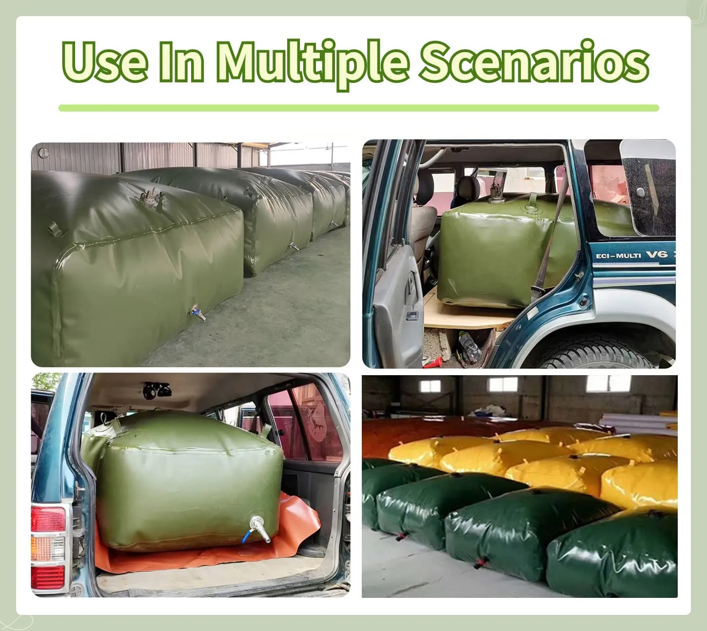 Collapsible Portable Water Tank - 400L/4000L Heavy-Duty PVC Bladder for Emergency Water Storage(6000 L/1585 gallon/3x2x1 m)