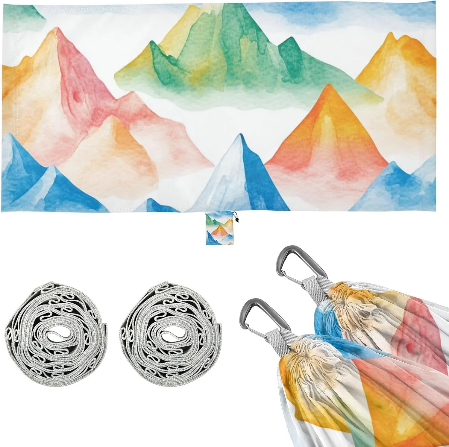 Colorful Mountain White Outdoor Hammock Hanging Hammock for Camping & Hiking Essential