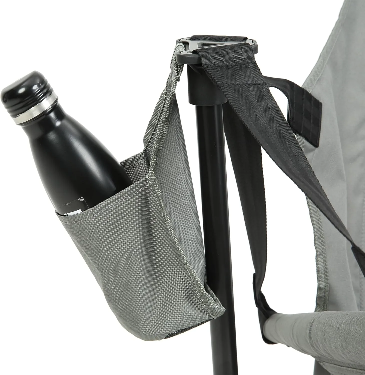 Comfortable Folding Hammock Camping Chair Set, Adjustable Backrest, Portable Rocking Design with Cup Holder, Grey