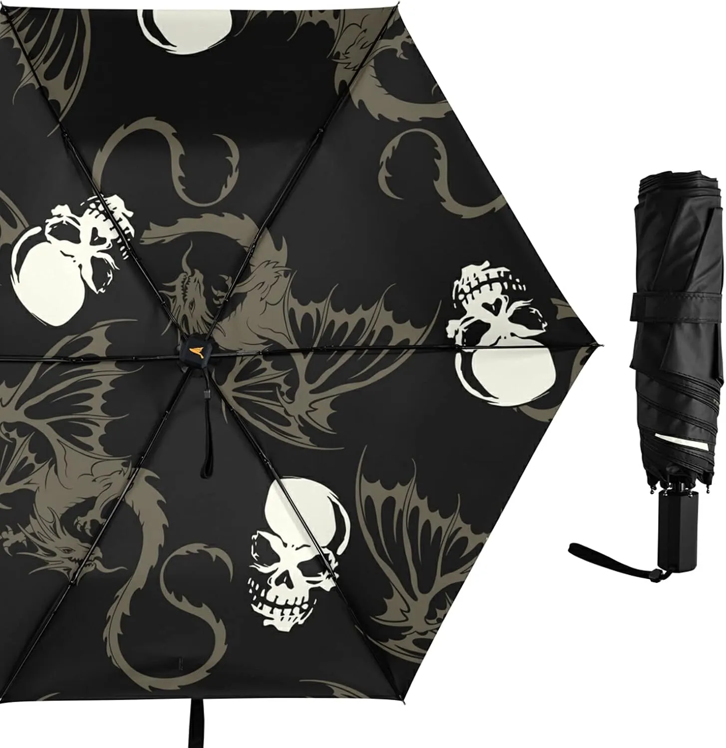 Compact Lightweight Folding Umbrella, Inner Print Sun Parasol with UV Protection, Strong Portable Travel Rain Umbrella