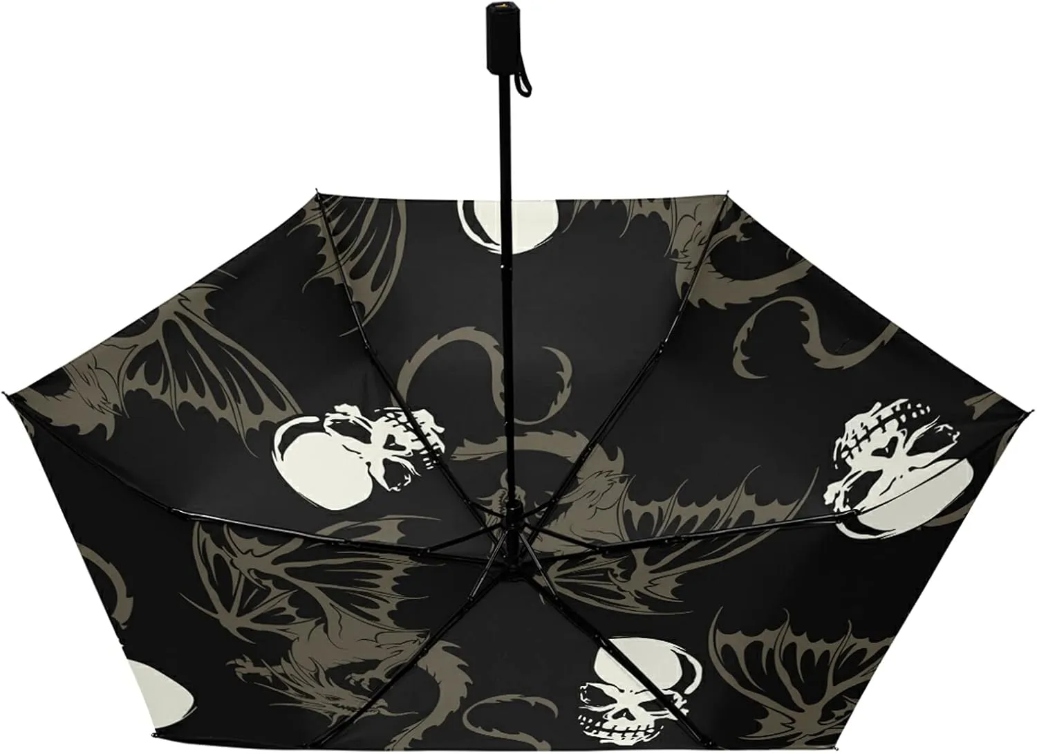 Compact Lightweight Folding Umbrella, Inner Print Sun Parasol with UV Protection, Strong Portable Travel Rain Umbrella