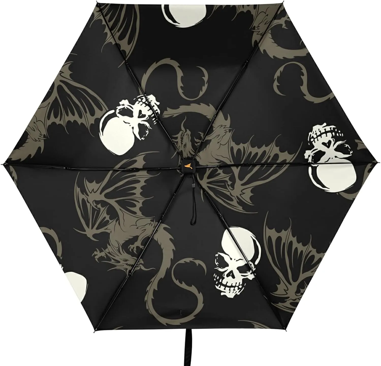 Compact Lightweight Folding Umbrella, Inner Print Sun Parasol with UV Protection, Strong Portable Travel Rain Umbrella