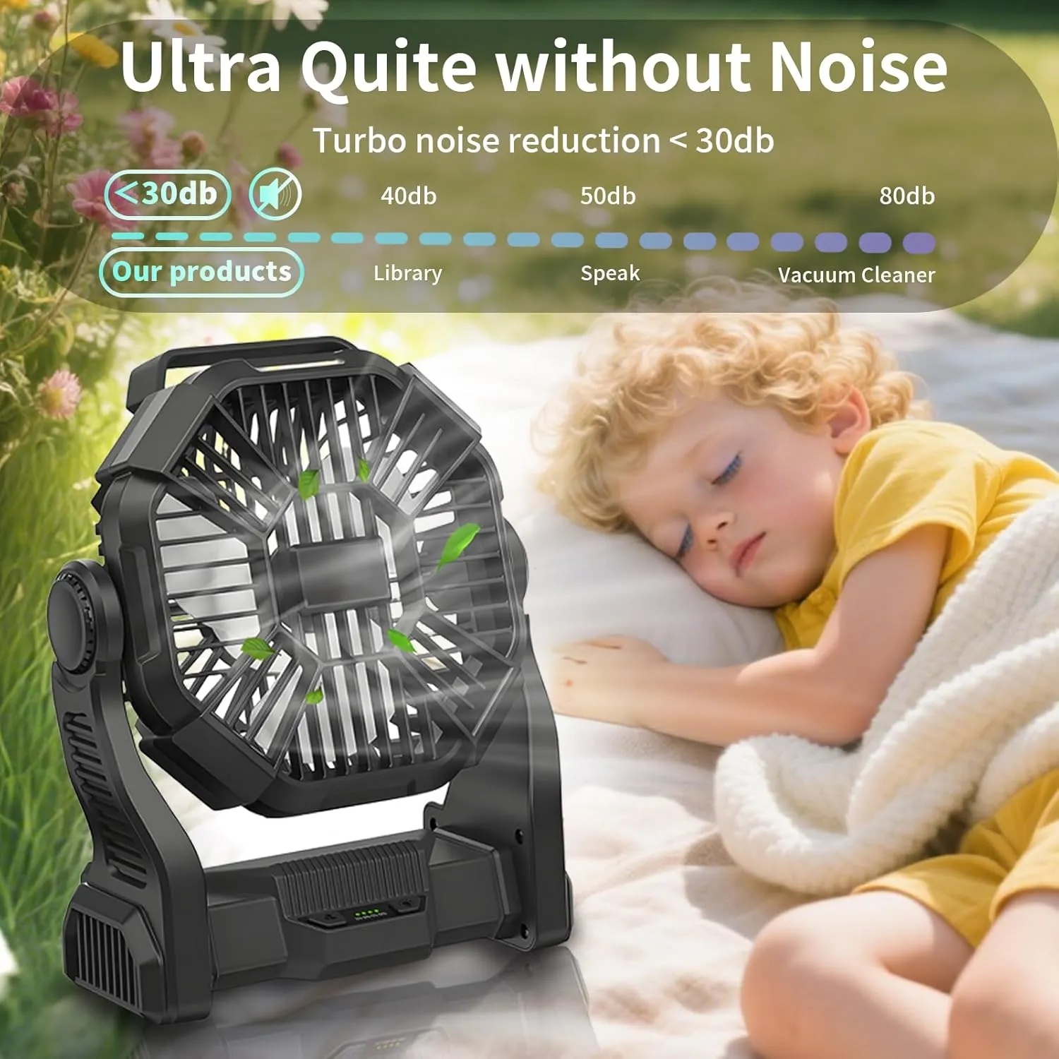 CONBOLA Portable Fan Rechargeable, 25400mAh Cordless Battery Powered Fan with LED Lantern, USB C Battery Operated for Travel Bedroom Home Camping Tent Office Beach Desk Fishing Table