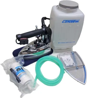 Consew CES-85AF Gravity Feed Commercial Electric Steam Iron Complete Set