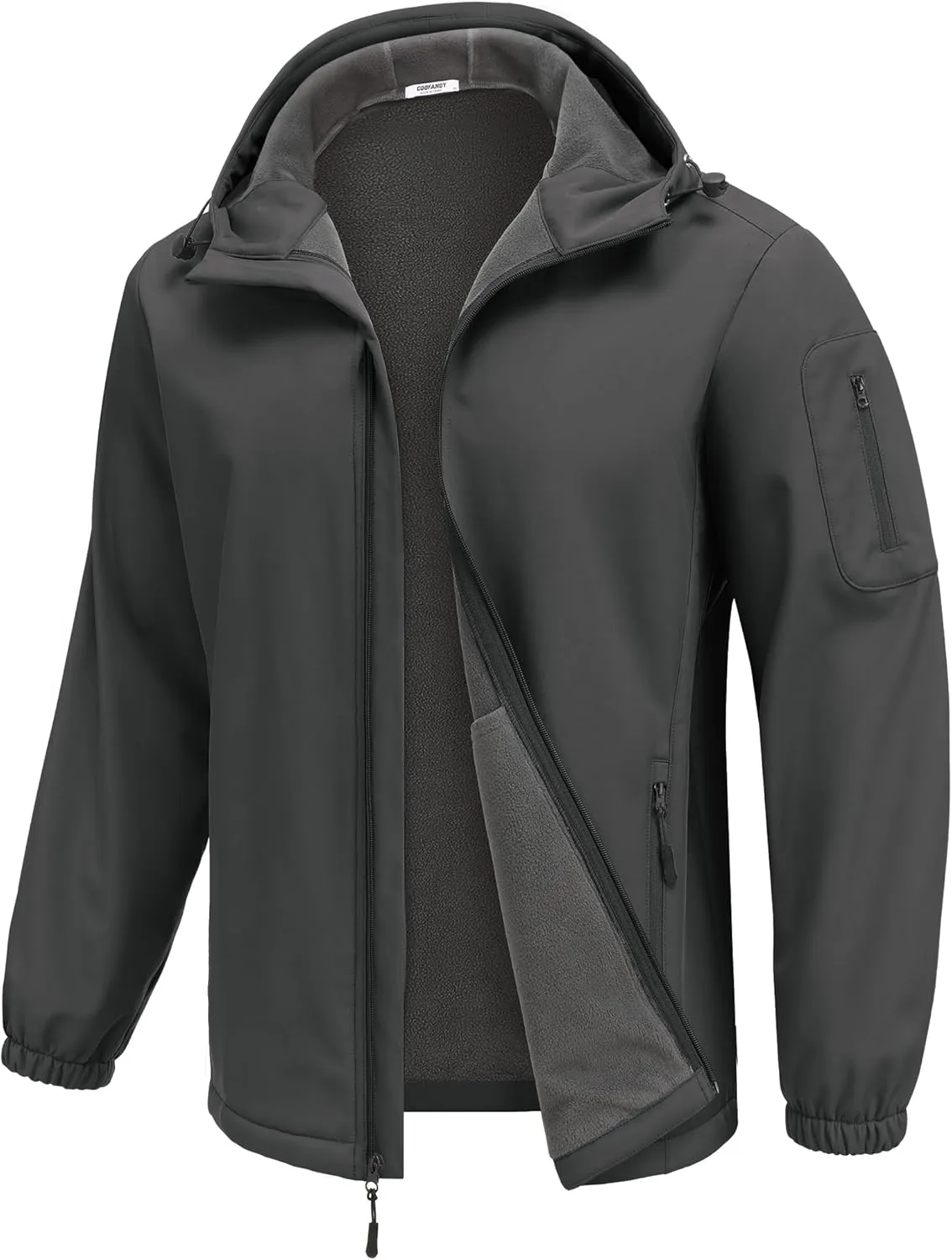 COOFANDY Men's Hooded Softshell Jacket Waterproof Fleece Lined Windbreaker Lightweight Outdoor Hiking Jacket