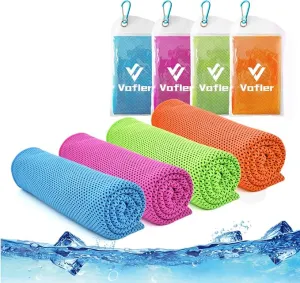 Cooling Towel,Vofler [4 Pack] Cool Towels Microfiber Chilly Ice Cold Head Band Bandana Neck Wrap (40"x 12") for Athlete Men Women Youth Kids Dogs Yoga Outdoor Golf Running Hiking Sports Camping Travel