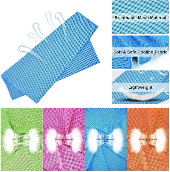 Cooling Towel,Vofler [4 Pack] Cool Towels Microfiber Chilly Ice Cold Head Band Bandana Neck Wrap (40"x 12") for Athlete Men Women Youth Kids Dogs Yoga Outdoor Golf Running Hiking Sports Camping Travel