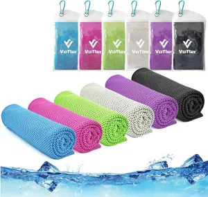 Cooling Towel,Vofler [6 Pack] Cool Towels Microfiber Chilly Ice Cold Head Band Bandana Neck Wrap (40"x 12") for Athlete Men Women Youth Kids Dogs Yoga Outdoor Golf Running Hiking Sports Camping Travel