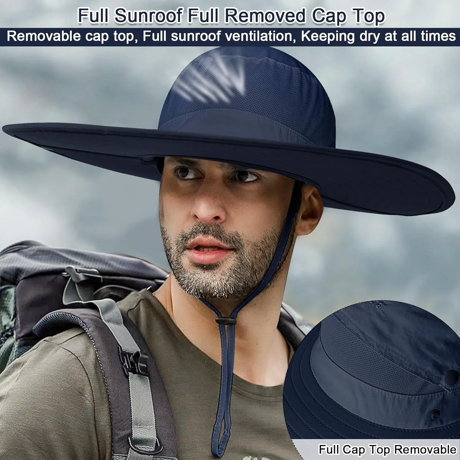 Cooltto Wide Brim Sun Hats with Waterproof Breathable for Fishing, Hiking, Camping，for Men Women Kids