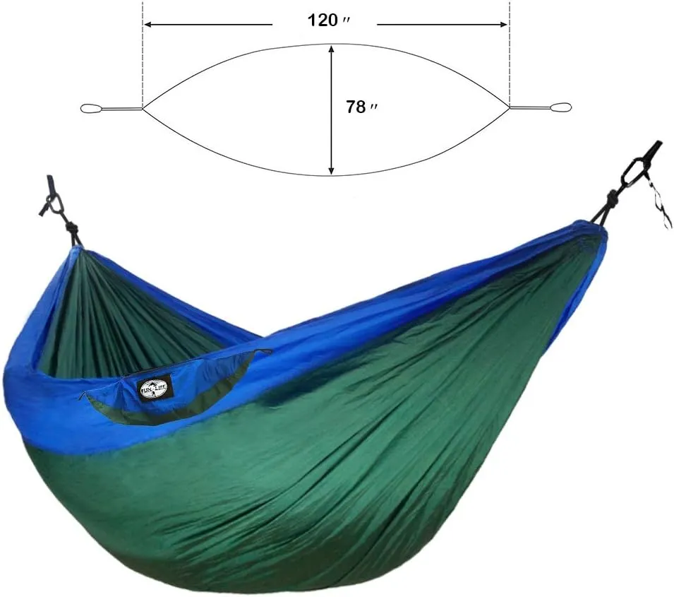 CozyMe Adult Double Nest Outdoor Camping Portable Parachute Hammock with Snag Free Aircrafe Grade Alum Alloy Carabiners Over 5000LBS Loading Capacity 100% Safe-Unique Design New