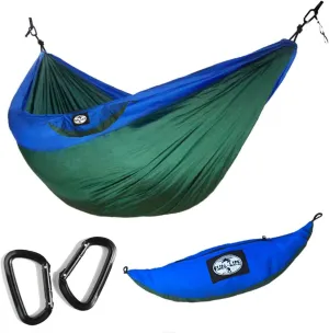 CozyMe Adult Double Nest Outdoor Camping Portable Parachute Hammock with Snag Free Aircrafe Grade Alum Alloy Carabiners Over 5000LBS Loading Capacity 100% Safe-Unique Design New