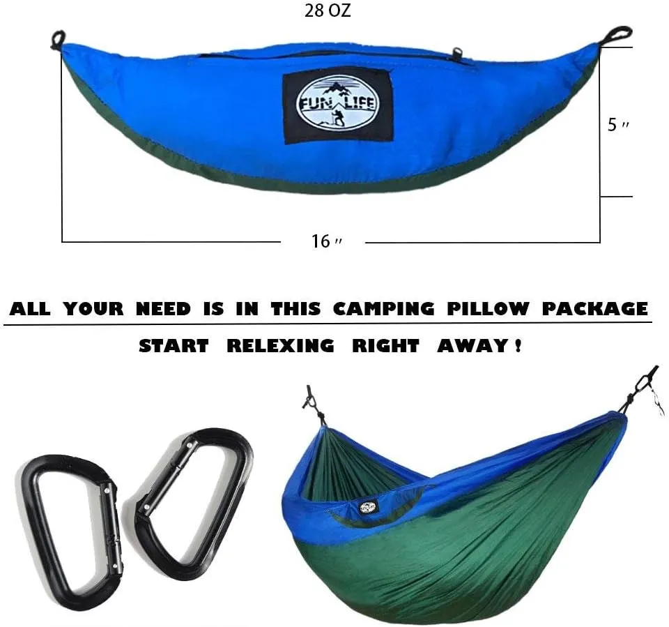 CozyMe Adult Double Nest Outdoor Camping Portable Parachute Hammock with Snag Free Aircrafe Grade Alum Alloy Carabiners Over 5000LBS Loading Capacity 100% Safe-Unique Design New