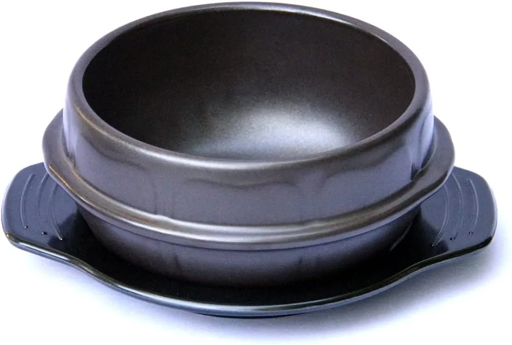 Crazy Korean Cooking Korean Stone Bowl (Dolsot), Sizzling Hot Pot for Bibimbap and Soup - Premium Ceramic (Medium - No Lid)