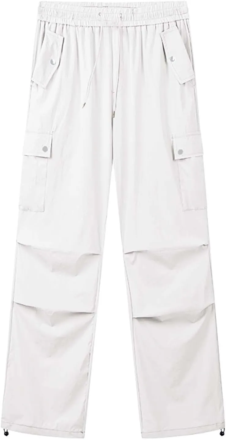CRNTCEM Womens Quick Dry Straight Cargo Pants Lightweight Straight Leg Hiking Pants Summer Travel Golf Safari Pants Pockets