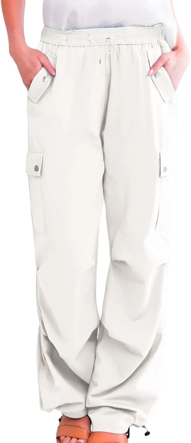CRNTCEM Womens Quick Dry Straight Cargo Pants Lightweight Straight Leg Hiking Pants Summer Travel Golf Safari Pants Pockets