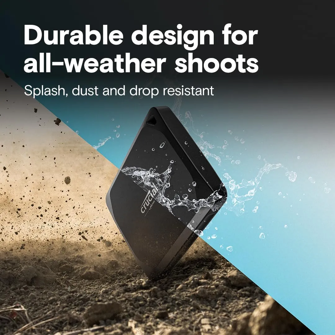 Crucial X10 Pro 1TB Portable SSD, Up to 2100MB/s Read, 2000MB/s Write, 3.2 USB-C, External Solid State Drive, Durable Storage for PC & Mac, for Professional Creators, Black - ‎CT1000X10PROSSD902