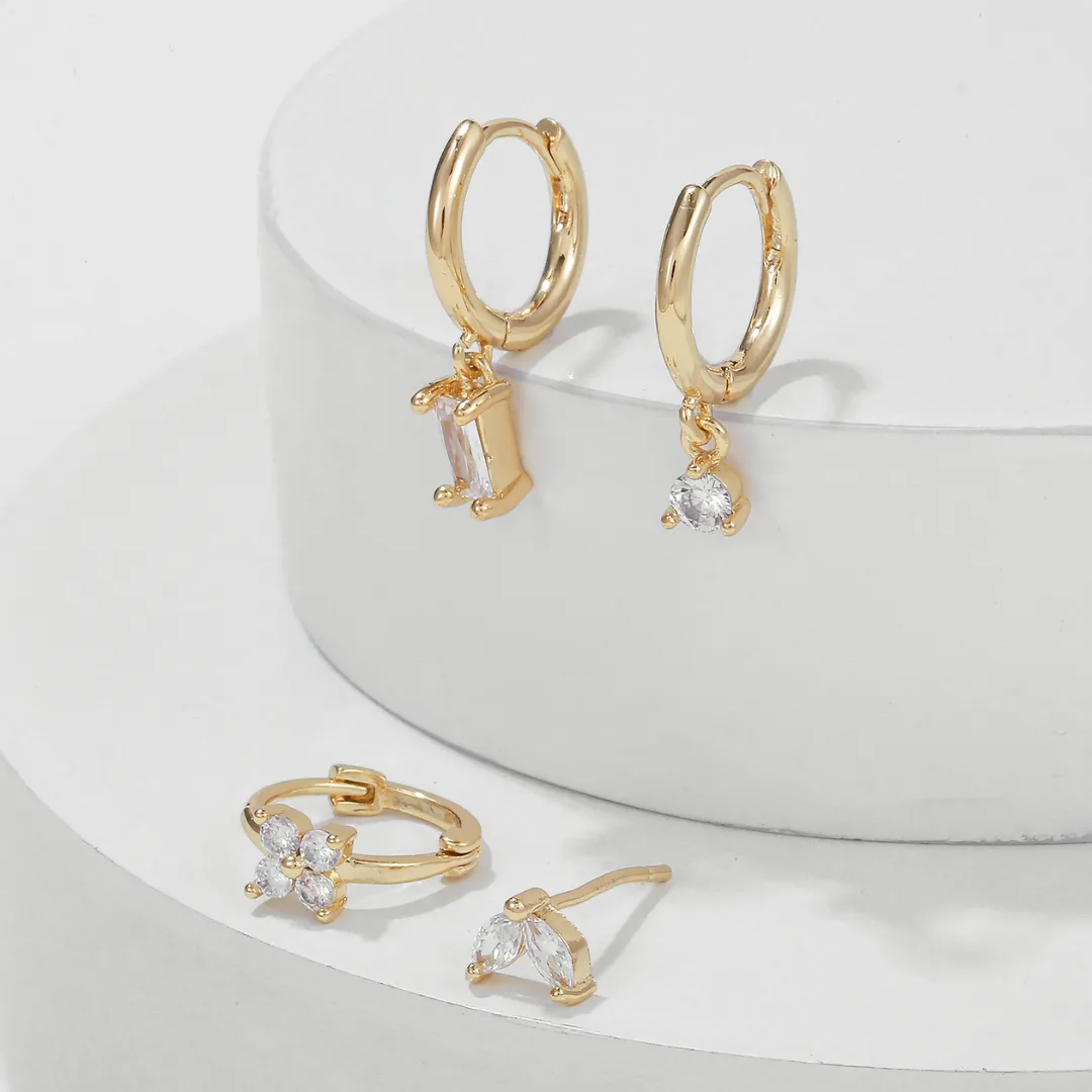 Crystal Flower Lantern Earring Set
