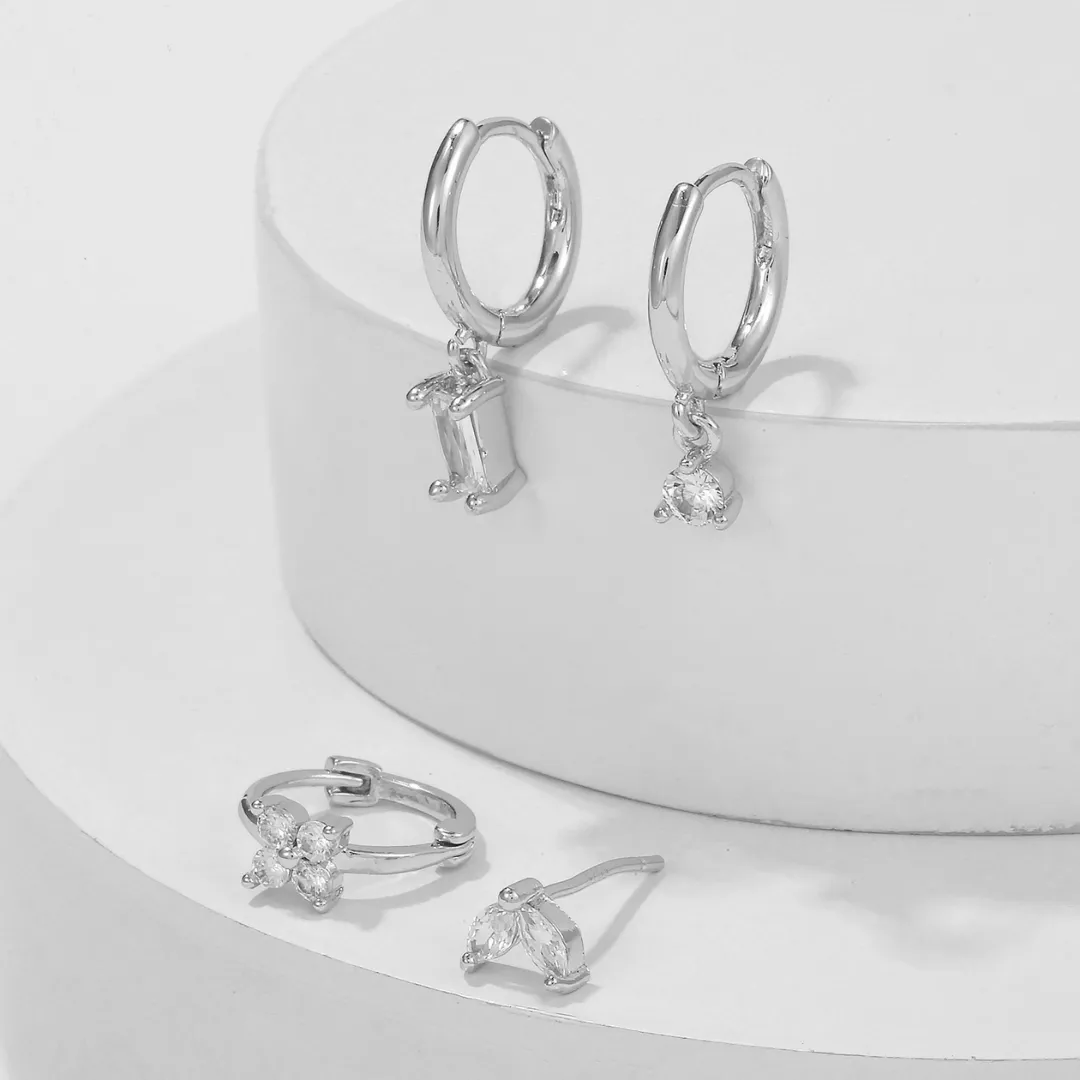 Crystal Flower Lantern Earring Set