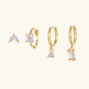 Crystal Flower Lantern Earring Set