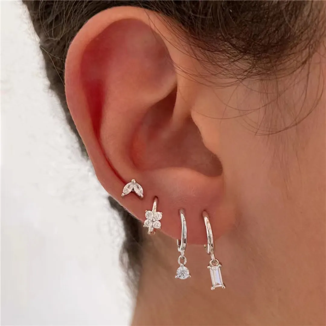 Crystal Flower Lantern Earring Set