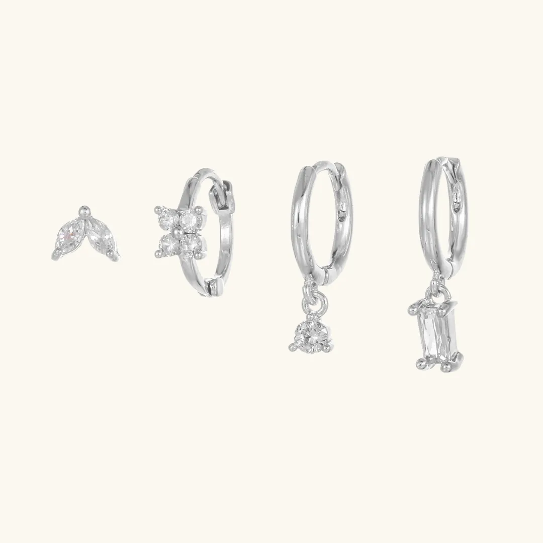 Crystal Flower Lantern Earring Set