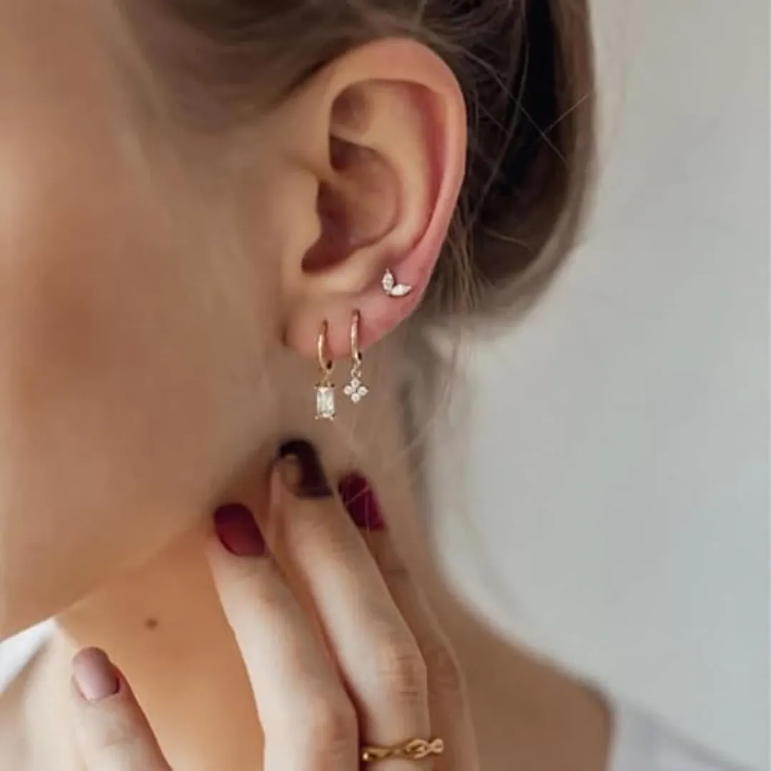 Crystal Flower Lantern Earring Set