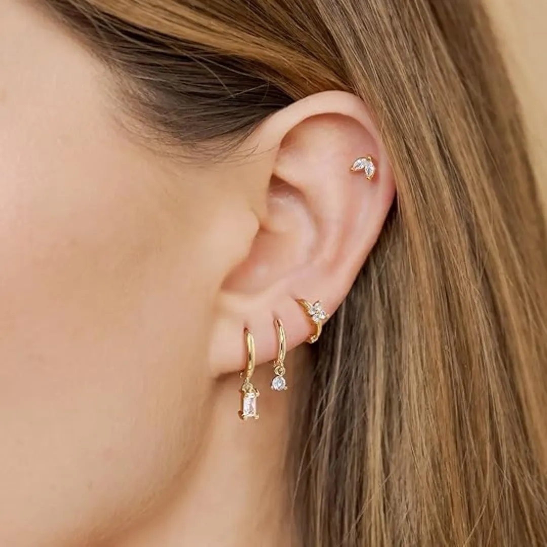 Crystal Flower Lantern Earring Set