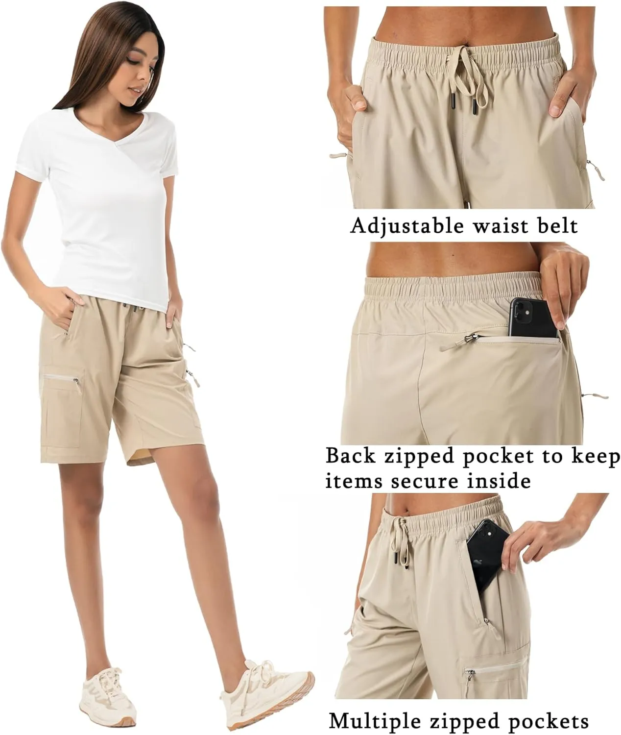 CT-Tebrun Women's Lightweight Hiking Cargo Shorts Quick Dry Breathable Summer Shorts Women Travel Athletic Golf with Pockets