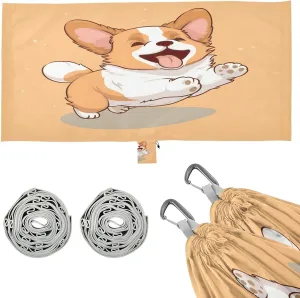 Cute Corgi Camping Hammock, 330 lbs with 2 Tree Straps, Carry Bag, Single Portable Hammock for Outdoor/Indoor, Hiking, Beach, Backpacking, Travel