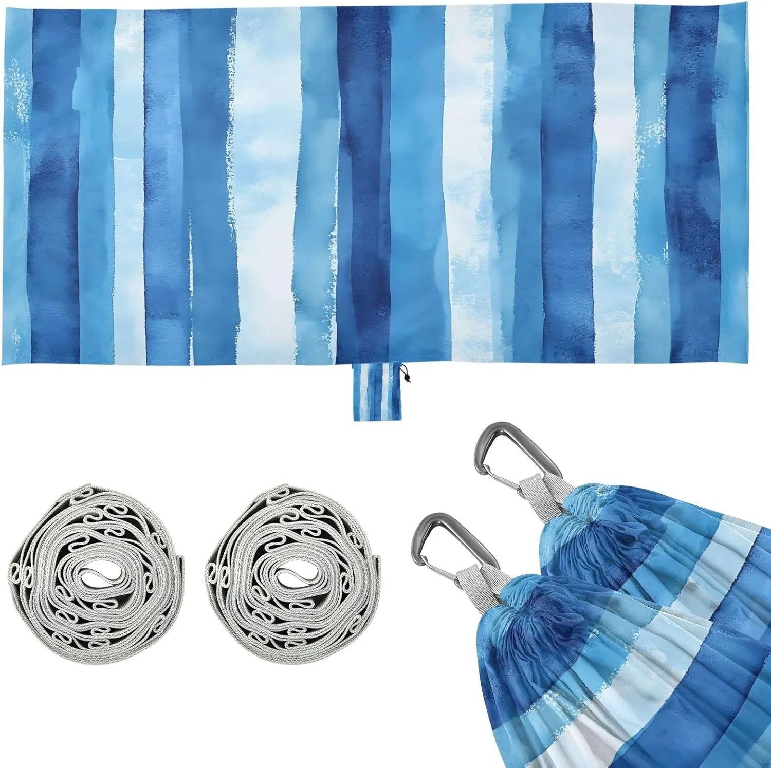 Dark Blue Vertical Stripes Camping Hammock Single Portable Hammocks 330 lbs Capacity with 2 Tree Straps and Attached Carry Bag,Perfect for Outdoor,Indoor,Beach,Camping,Travel