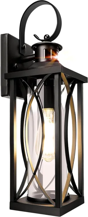 DBF Dusk to Dawn Motion Sensor Outdoor Lights 17.5 Inch, 3 Lighting Mode Exterior Light Fixtures Porch Lights Outdoor Wall Sconces Waterproof Anti-Rust, Black Wall Lanterns for House Front Door Garage