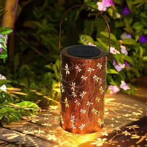 Decorative Iron Lamp Lantern Landscape Lantern Decoration Cylinder Courtyard Outdoor Wrought Waterproof Solar Hollow-out Garden Award-winning Flash sale