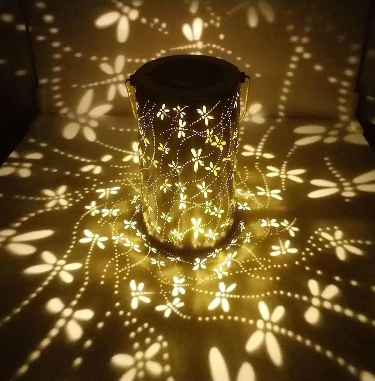 Decorative Iron Lamp Lantern Landscape Lantern Decoration Cylinder Courtyard Outdoor Wrought Waterproof Solar Hollow-out Garden Award-winning Flash sale