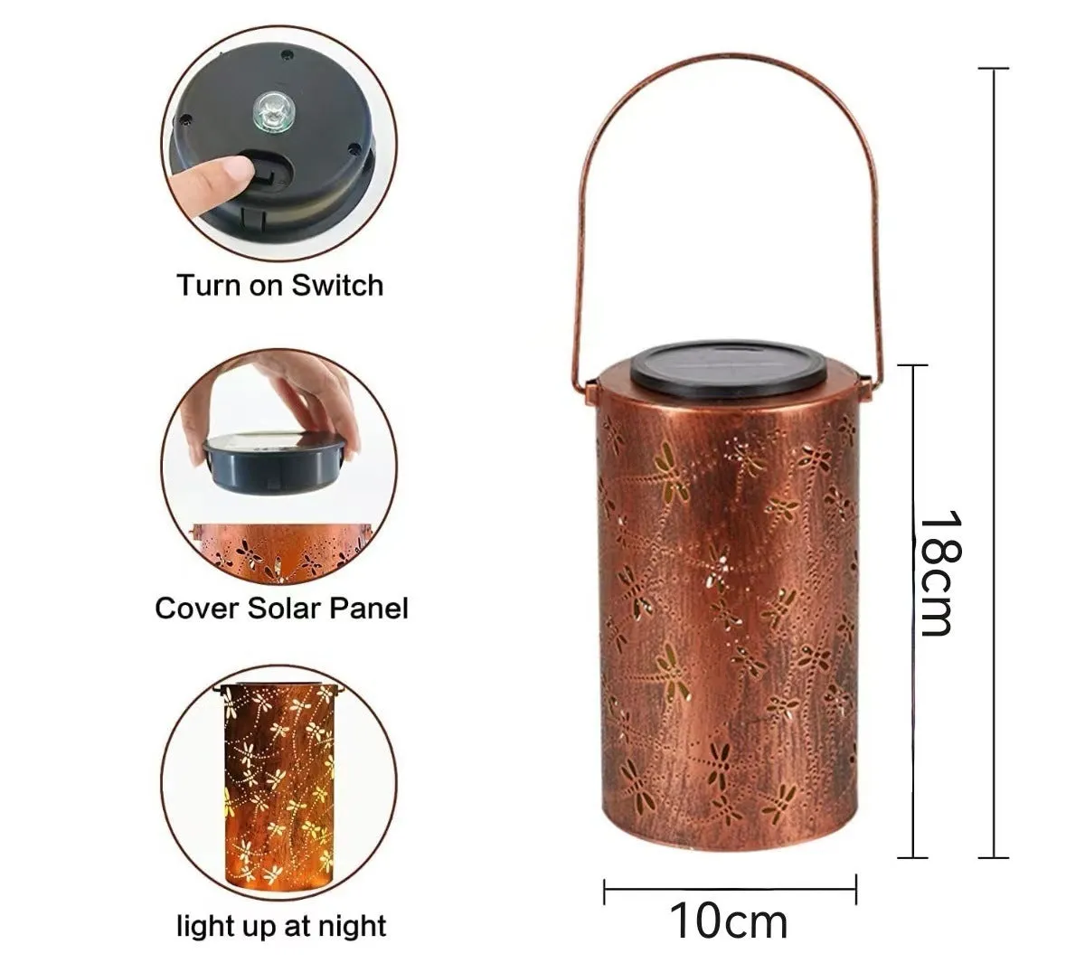 Decorative Iron Lamp Lantern Landscape Lantern Decoration Cylinder Courtyard Outdoor Wrought Waterproof Solar Hollow-out Garden Award-winning Flash sale