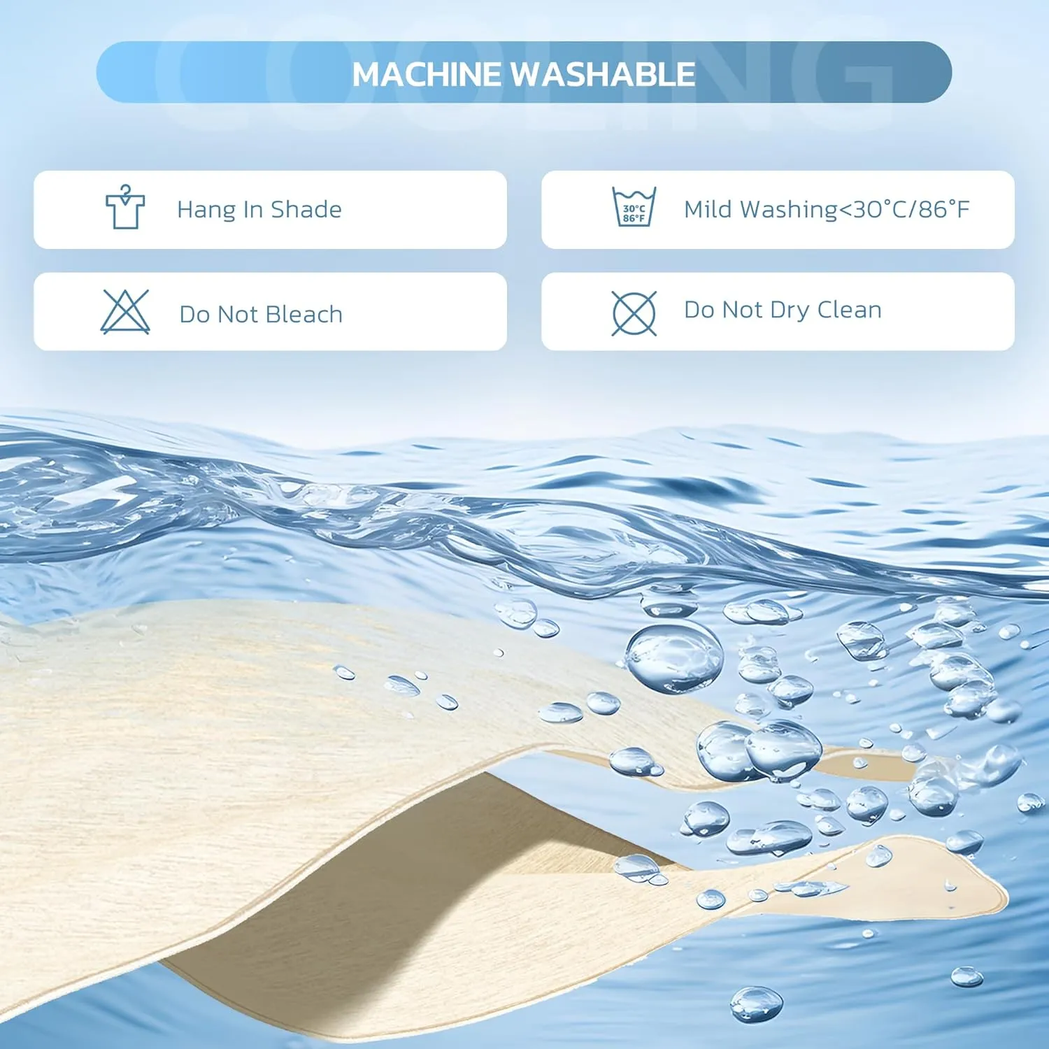 Degrees of Comfort Cooling Blanket Queen Size, Summer Cooling Blankets for Hot Sleepers, Q-Max>0.4 Cool Fiber, Cold Summer Bedding for Bed Couch Sofa, Beige 90"x90"