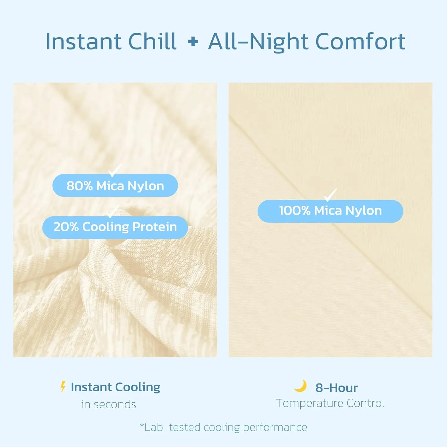 Degrees of Comfort Cooling Blanket Queen Size, Summer Cooling Blankets for Hot Sleepers, Q-Max>0.4 Cool Fiber, Cold Summer Bedding for Bed Couch Sofa, Beige 90"x90"