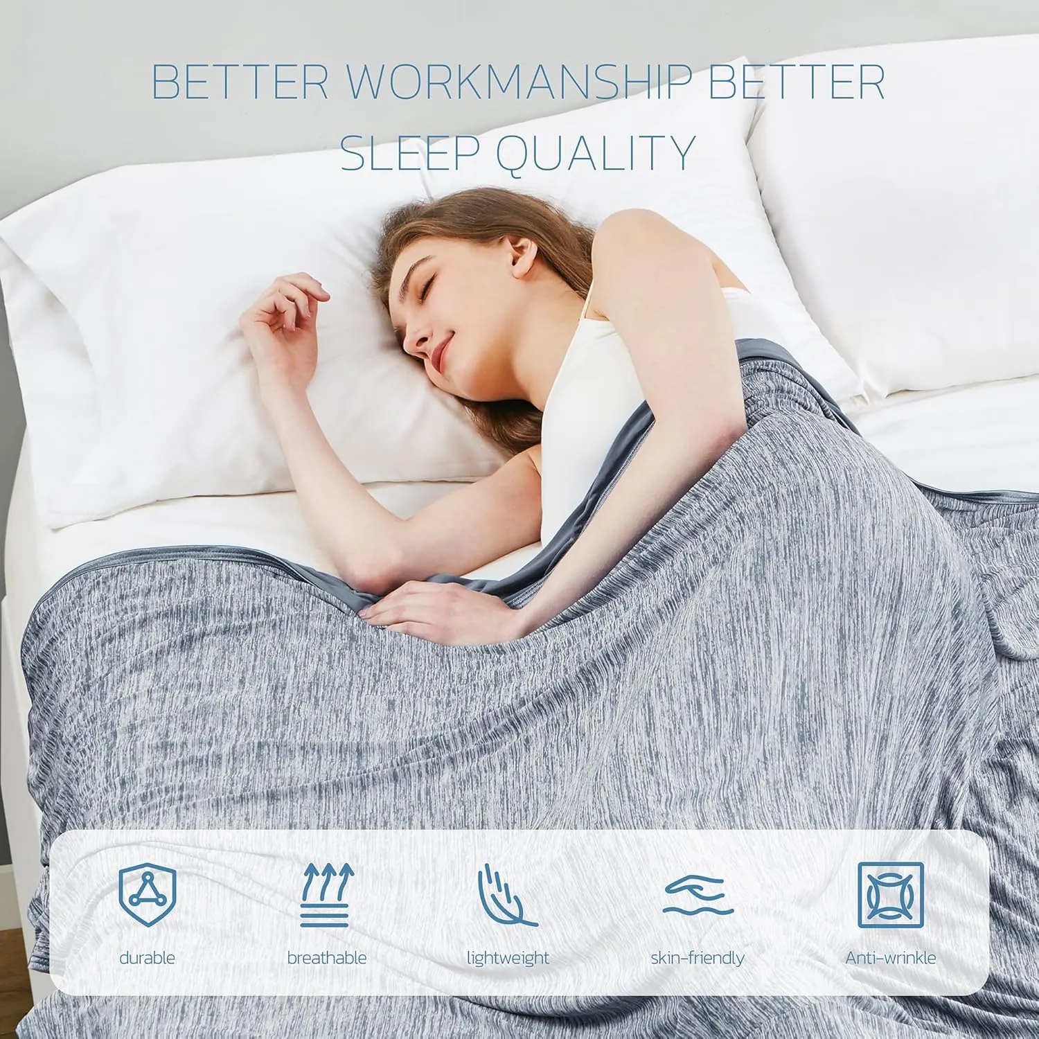 Degrees of Comfort Cooling Lightweight Summer Blankets, Thin Breathable Cooling Blanket for Bed Couch Sofa, Keep Body Cool for Hot Flashes (Grey, 50"x70")
