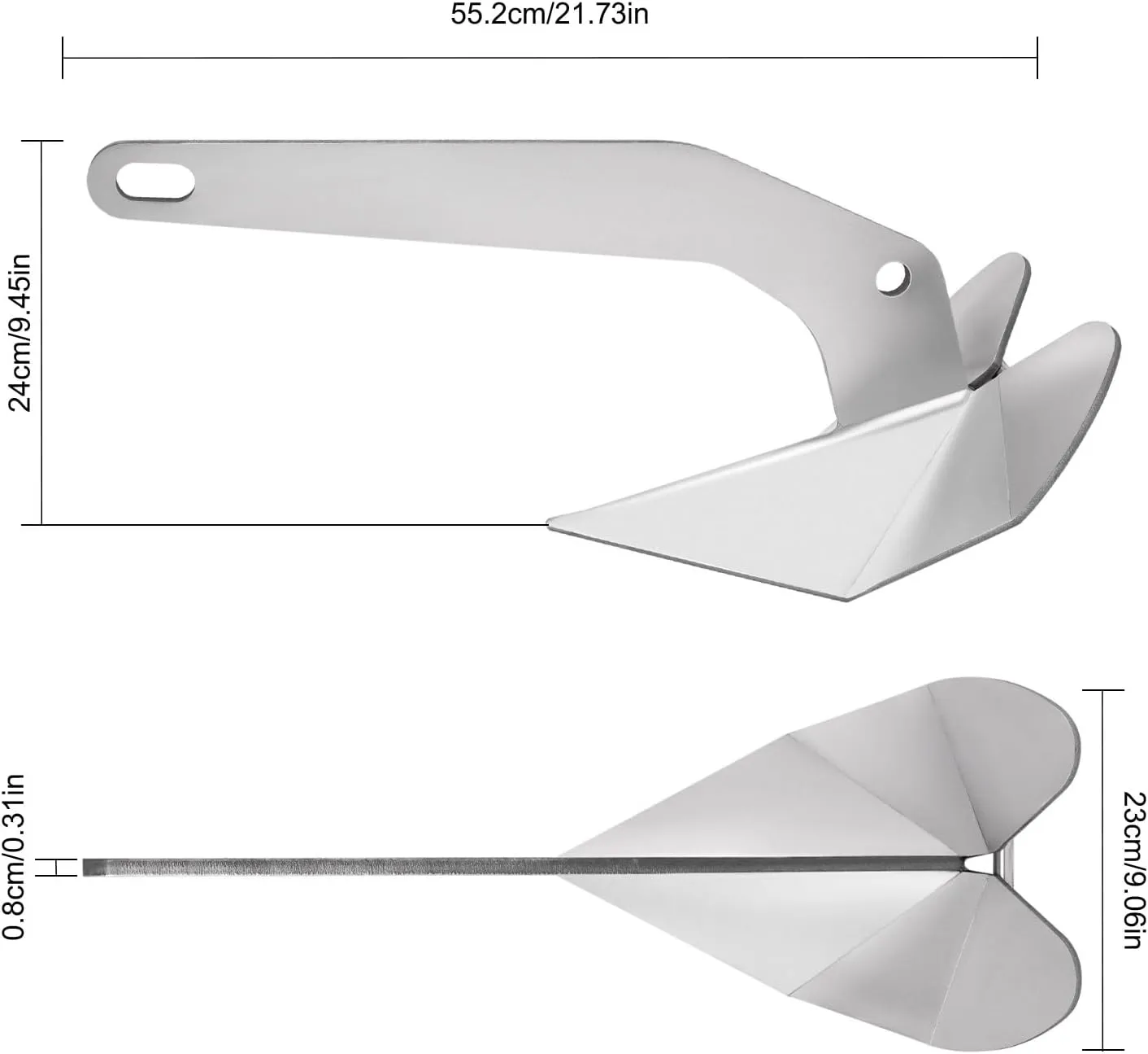 Delta Style Boat Anchor,316 Stainless Steel Wing Style Boat Anchor Triangle Plow Anchor Heavy Duty Marine Grade Triangular Anchor for Small Yachts,Sail, Boats