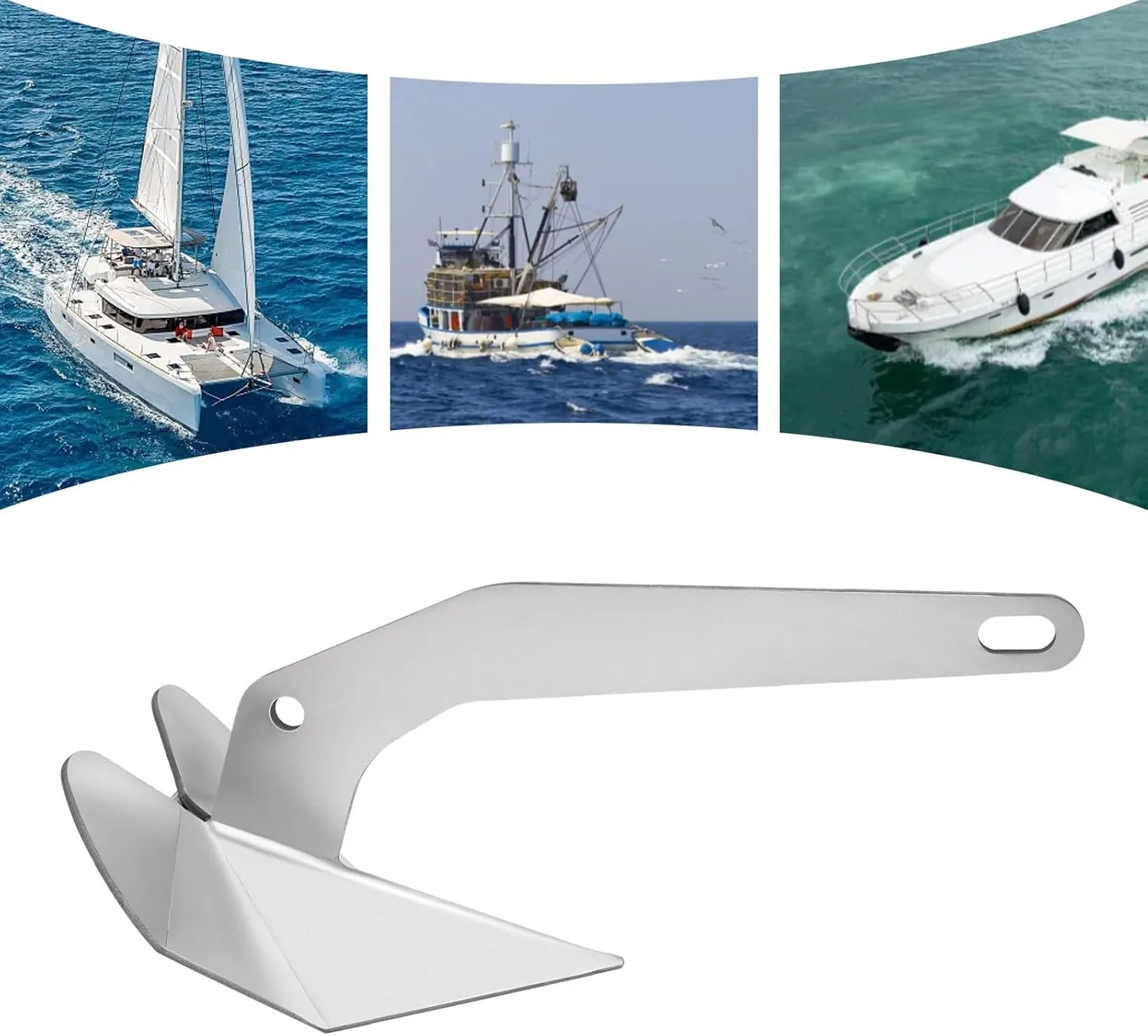 Delta Style Boat Anchor,316 Stainless Steel Wing Style Boat Anchor Triangle Plow Anchor Heavy Duty Marine Grade Triangular Anchor for Small Yachts,Sail, Boats