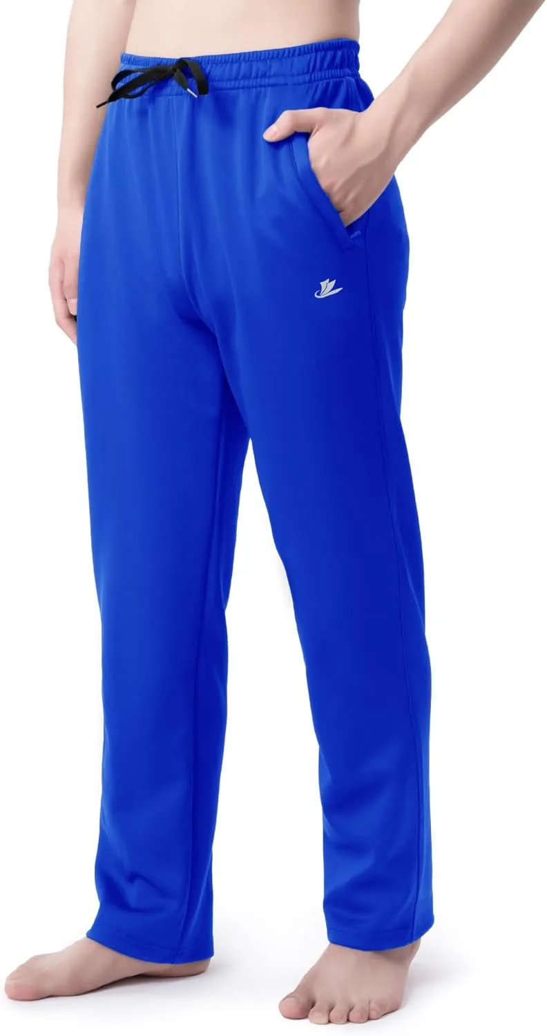 DEVOROPA Boys Sweatpants Open Bottom Water Resistant Youth Kids Track Athletic Running Pants Straight Leg Zipper Pockets