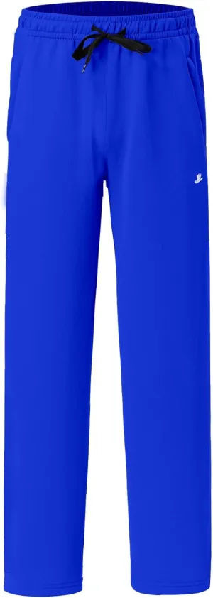 DEVOROPA Boys Sweatpants Open Bottom Water Resistant Youth Kids Track Athletic Running Pants Straight Leg Zipper Pockets
