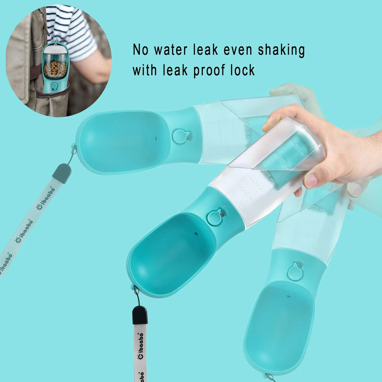 Dog Water Bottle with Food Container & Poop Bag Holder, Travel Water Bowl, Portable Pet Dispenser, Dog Stuff Accessories Items, Puppy Essentials Necessities for Yorkie Chihuahua Walking Hiking