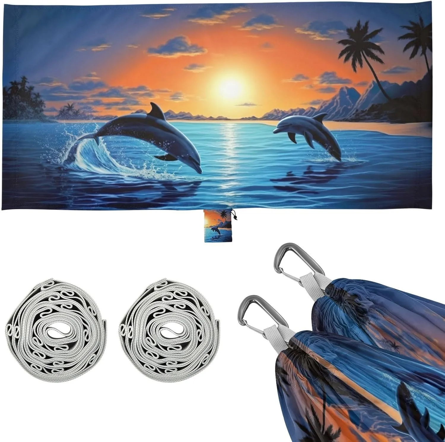 Dolphin Camping Hammock, Single Portable Hammocks with Tree Straps & Attached Carry Bag, 330Lbs Capacity Perfect for Outside Indoor Hiking Beach Backpack Travel