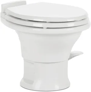 Dometic 311 Gravity Flush Toilet | White | Low Profile | Slow- Close Seat | Power Flush, Foot Pedal Flush Operation | 13.5" Seat Height for Compact Areas