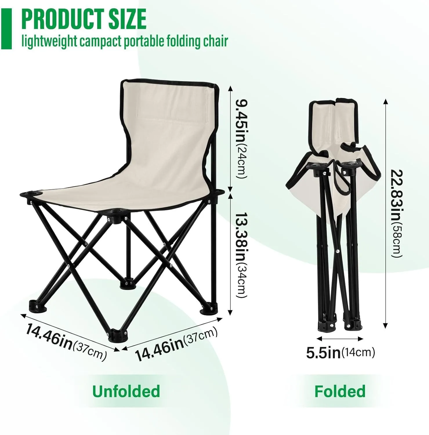 DOMIKING Beige Kids' Portable Camping Chairs for Outdoor Lawn Chair with Carry Bag Folding Chair for Camping Picnic Beach
