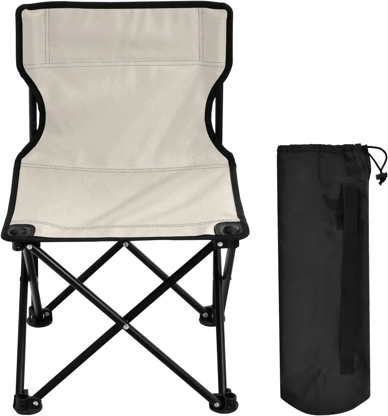 DOMIKING Beige Kids' Portable Camping Chairs for Outdoor Lawn Chair with Carry Bag Folding Chair for Camping Picnic Beach
