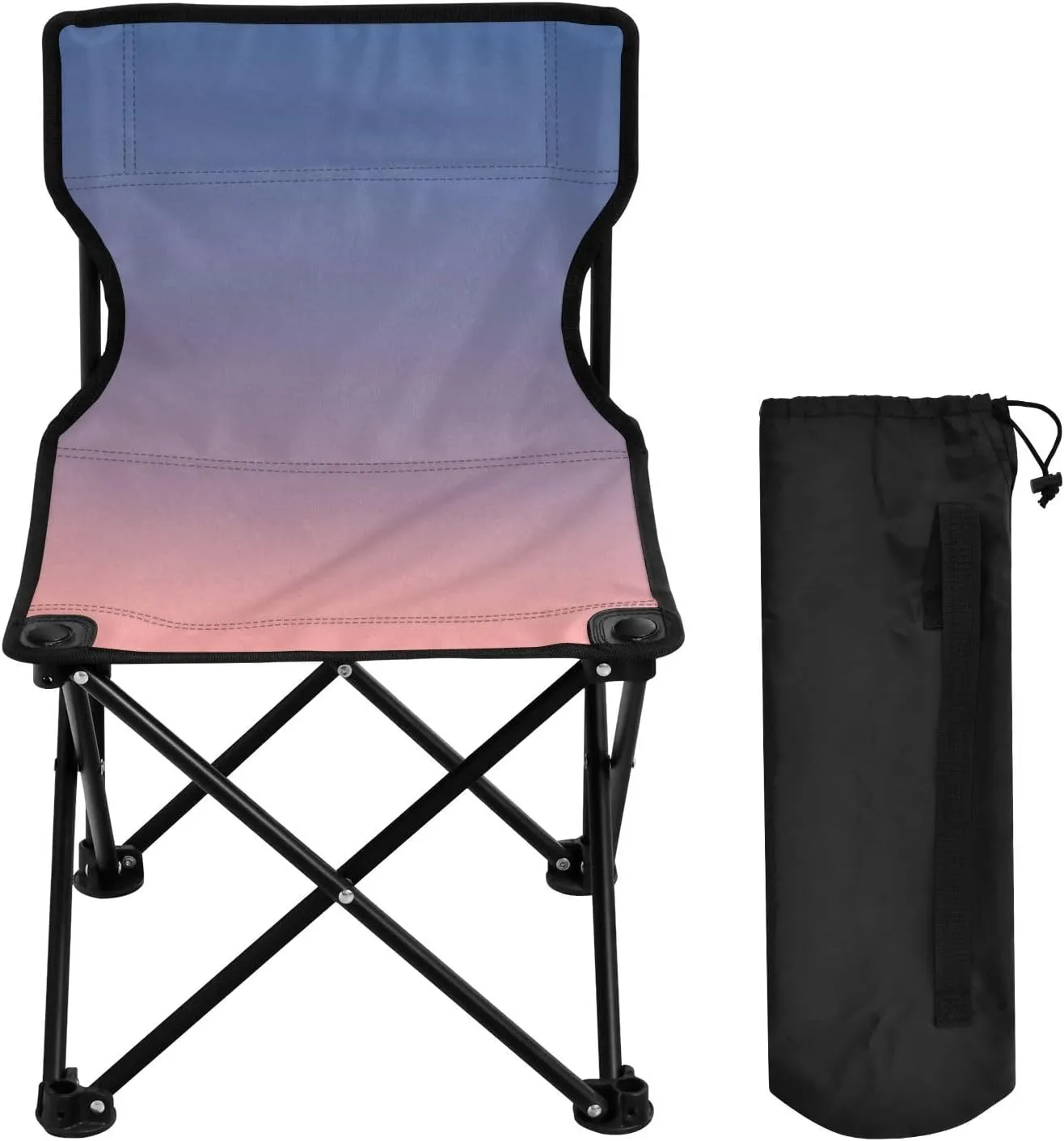 DOMIKING Blue Pink Gradient Kids' Portable Camping Chairs for Outdoor Lawn Chair with Carry Bag Folding Chair for Hiking Camping Travel